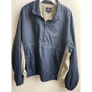 Dockers Golf Windbreaker XL Black Nylon 1/2 Zip Pockets Long Sleeve Pullover.